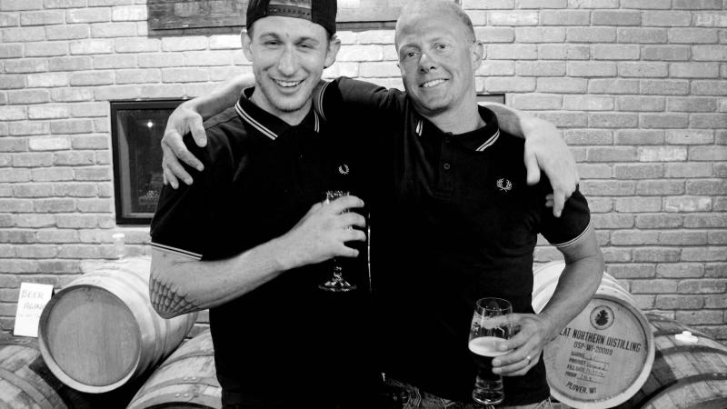 Alexandra Hall (WPR/WCIJ) Proud Boys members Brad, left, and Eric meet at a brewpub at Southridge Mall in Greendale, Wis.