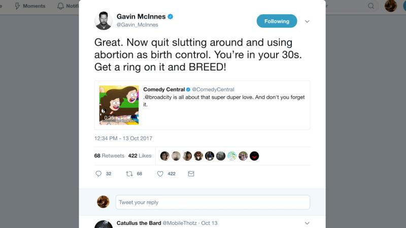 twitter.com/Gavin_McInnes Proud Boys founder Gavin McInnes uses humor in messaging that some people find offensive. McInnes says most women would be happier if they stayed home and raised children.