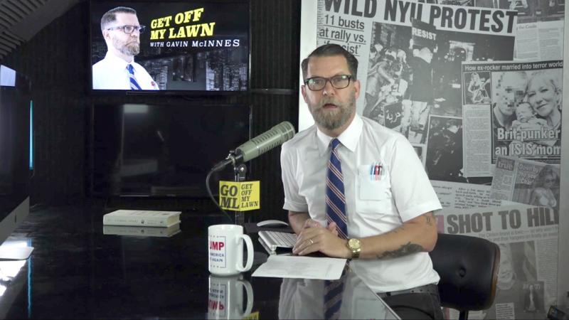 Get Off My Lawn (CRTV) Right-wing provocateur Gavin McInnes says he founded the Proud Boys in response to the “war on masculinity.” Here McInnes appears on his online talk show, “Get Off My Lawn.”